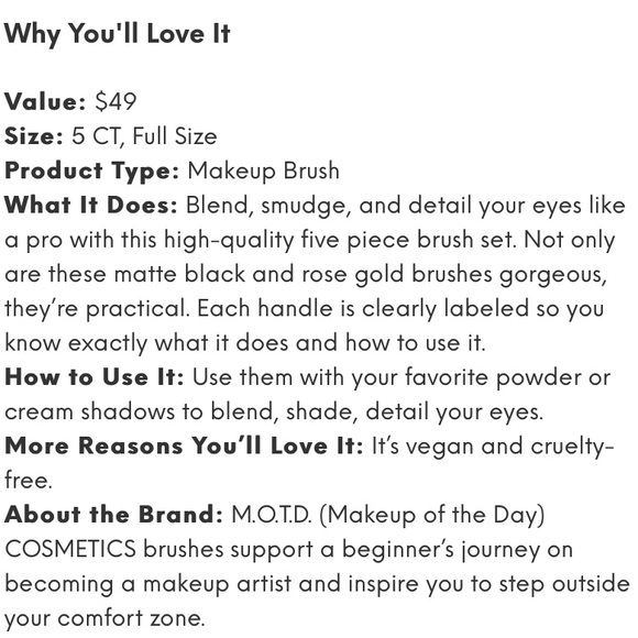 MOTD Cosmetics 5 piece brush set - Picture 2 of 2